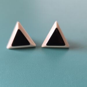 Black and White Triangle Earrings